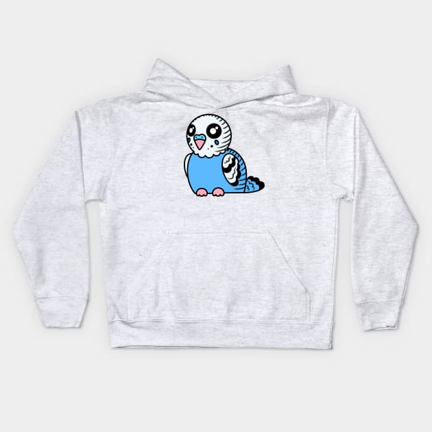 Cobalt Blue Budgie Kids Hoodie by JadedOddity